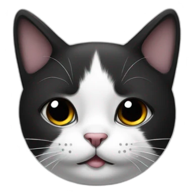 Black and white cat with a black little mustache under the nose sticker