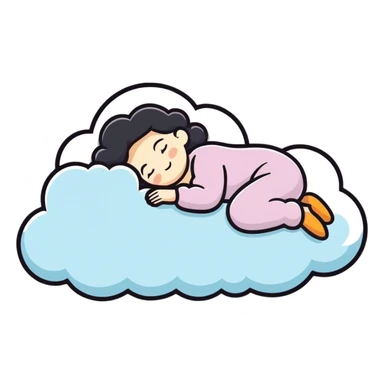 Woman sleep in cloud will light her sticker