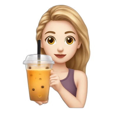 whitegirl-brownlocks-drinking-bubbletea sticker
