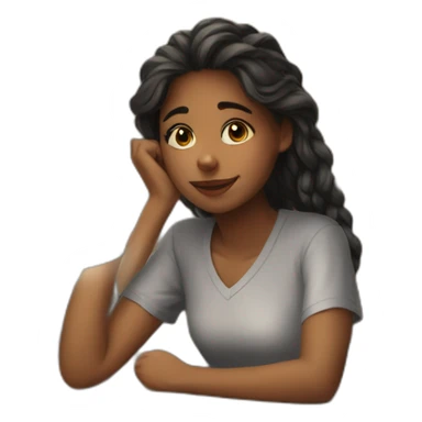 girl study on desk sticker