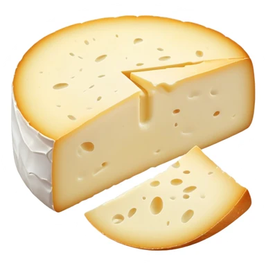 cinematic-realistic-brie-cheese-emoji,-featuring-soft-ripened-cheese-with-a-delicate white rind-rendered-with-lifelike-detail-and-inviting,-natural-lighting sticker