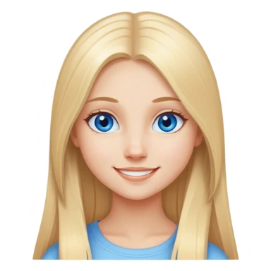 Straight long blonde hair and blue eyes girl sweet smile sticker