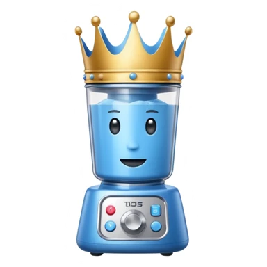 Blue blender with a crown sticker