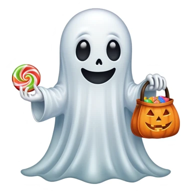 ghost giving out candy for Halloween sticker
