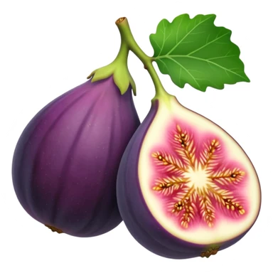 Please create a emoji of a cross-section of a fig with a small leaf sticker