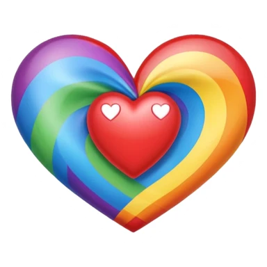 heart with a rainbow, rainbow bow with heart pattern on the bow, apple emoji style sticker