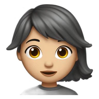 foto estilo pixar 3D de un chico con pelo negro y ojos marrones dandole un beso en la mejilla a una chica morena de pelo largo  con ojos cerrados sacando la lengua, dentro  de un coche gris sticker