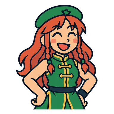 Hong Meiling smiling in vibrant toon style sticker
