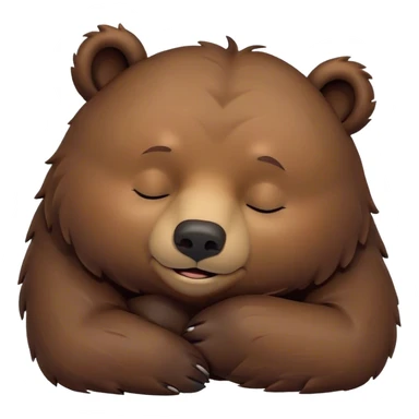 Meme-Worthy Cute Sleeping Grizzly Bear Portrait Emoji, Head resting peacefully with a contented smile, showcasing a massive, robust build and a luxuriously soft deep brown fur, eyes shut in a serene, restful nap, Simplified yet hilariously adorable features, highly detailed, glowing with a soft, drowsy light, high shine, relaxed and utterly lovable, stylized with an air of playful laziness, bright and heartwarming, soft glowing outline, capturing the essence of a comically sleepy grizzly, so meme-worthy it feels like it could instantly become the next viral sensation of adorable slumber! sticker