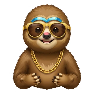 Sloth with sunglasses and gold chains sticker