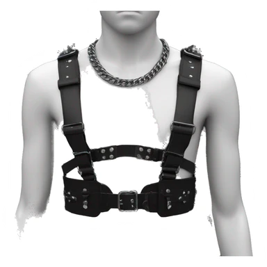 Black punk fashion chest leather harness sticker