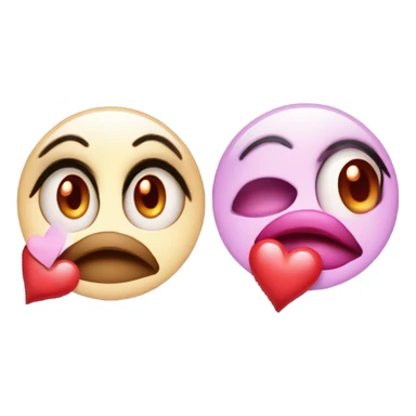 Pleading eye emoji and kissing emoji  sticker