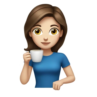 White girl brown hair blue eyes drinking coffee sticker