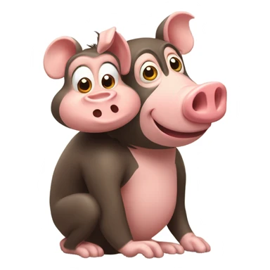 monkey and a pig together  sticker