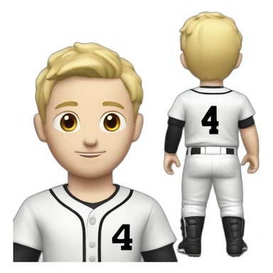 Blonde short hair male baseball player. From back looking over shoulder. Name on back of uniform is C-Rob with a number 4 sticker