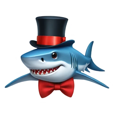 Shark with red bow tie and blue top hat sticker