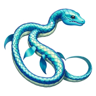 Sleek Serpentine Aquatic Ribbon-bodied Elegant Pokémon-Fakémon-Digimon-Creature, (full body) sticker