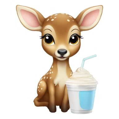 Small Baby deer drinking iced coffee sticker