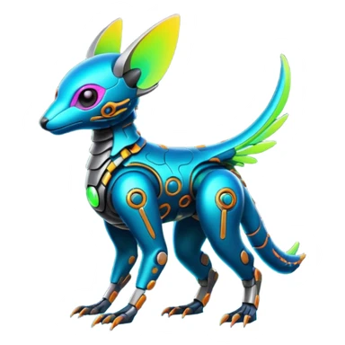  exotic futuristic modern cyber-Fakémon-Digimon-Trico-creature sticker