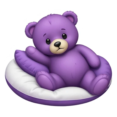 Purple teddy bear sleeping on a white pillow  sticker