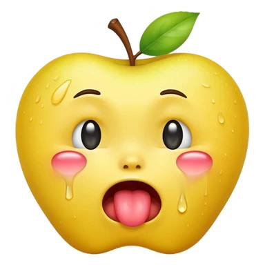 regular yellow apple emoji but it’s crying streams of tears and has its tongue out sticker