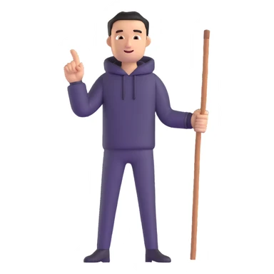 man pointing with a stick at the white board sticker