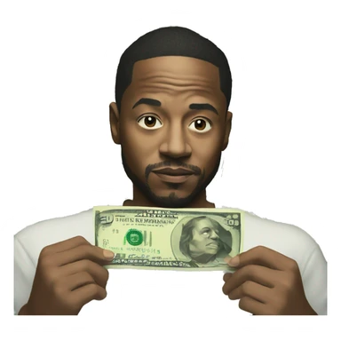 Kendrick Lamar holding money sticker