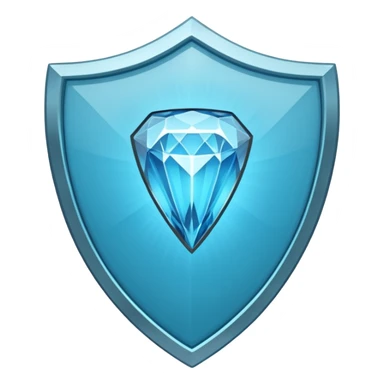 Cyan blue shield with diamond icon sticker
