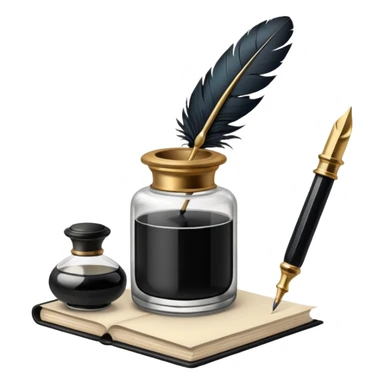 Vintage Academia Quill + inkwell  sticker