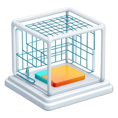 Create an emoji for 3D visualization and modeling. Show a 3D object with wireframe lines and a 3D modeling tool interface. Use modern, professional colors. Do not include any emojis or smiley faces. Make the background transparent. sticker