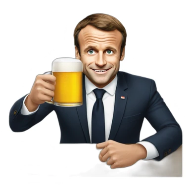Emmanuel Macron avec une bière sticker
