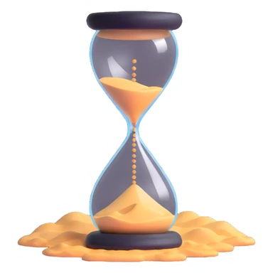 A visual representation of time passing: an hourglass with sand falling, or a clock with spinning hands, symbolizing the flow of time. sticker