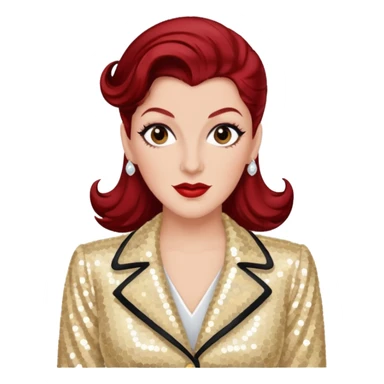 LaVerne Andrews from The Andrews Sisters with dark red hair, cream sequin outfit sticker