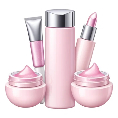 three white standing beauty products, sparkles around sticker