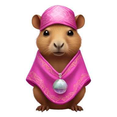 Small baby capybara fortune teller in pink style sticker