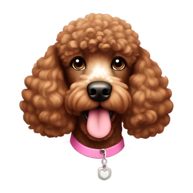 Brown poodle pink nose white chest sticker