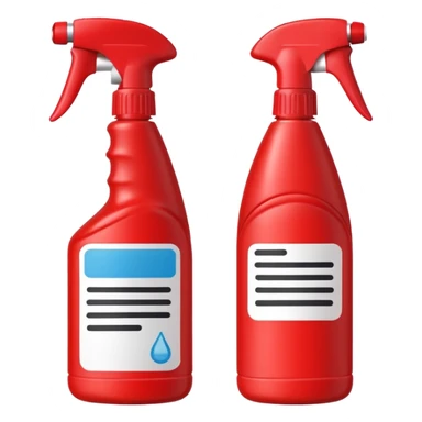 red spray bottle with label sticker