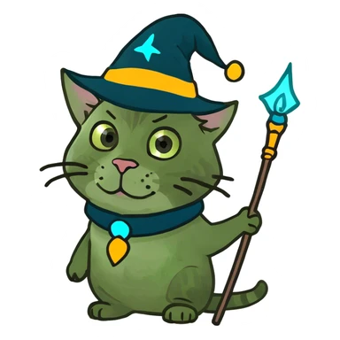 Tabby cat dresses in a wizard outfit sticker