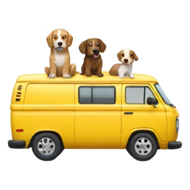 Yellow van with brown and white dog sticker