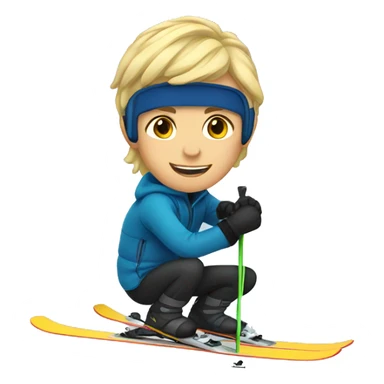Teenage boy with blonde hair skiing sticker