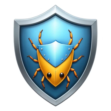 web browser with a bug and a shield, for secure automated testing sticker