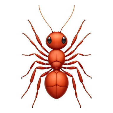 Red ant cartoon style with black shiny round eyes sticker