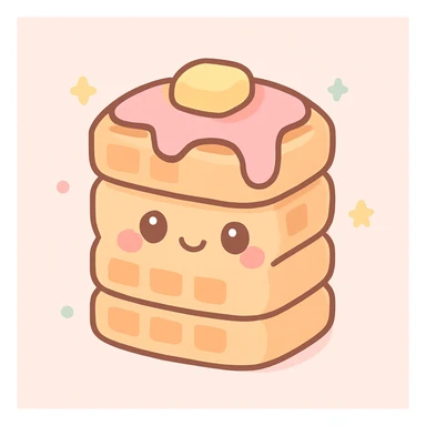 a stack of waffles, kawaii style sticker