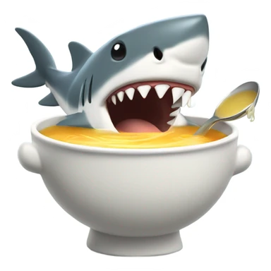 Shark eating soup sticker