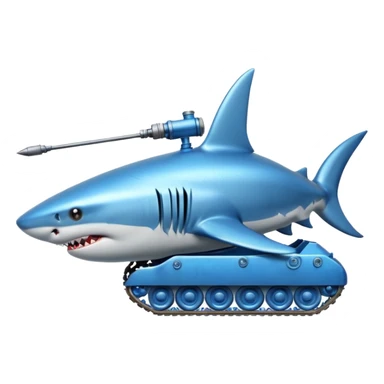 A shark driving a tank sticker