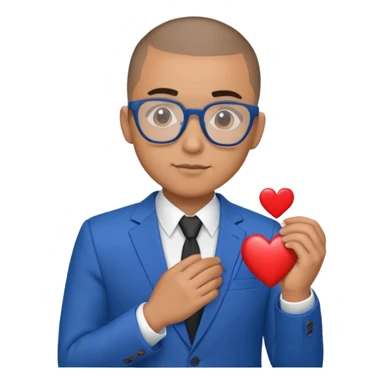 Buzz cut Latino with glasses with blue suit with a heart in hand  sticker
