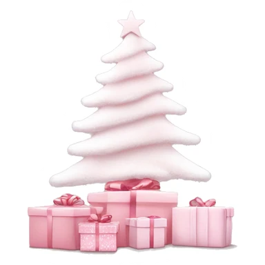 Light pink Christmas gifts under a white Christmas tree  sticker