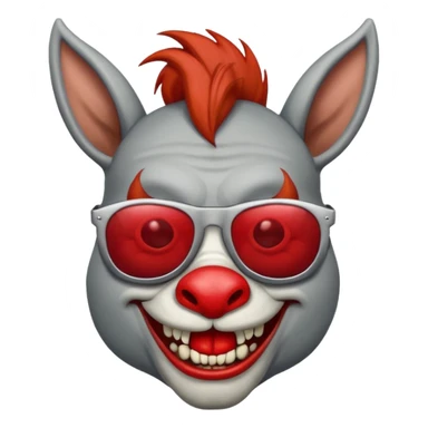 Zombie donkey with sun glasses and red hair and joker nose hungry  sticker