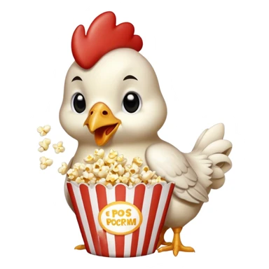 Chicken eating popcorn sticker
