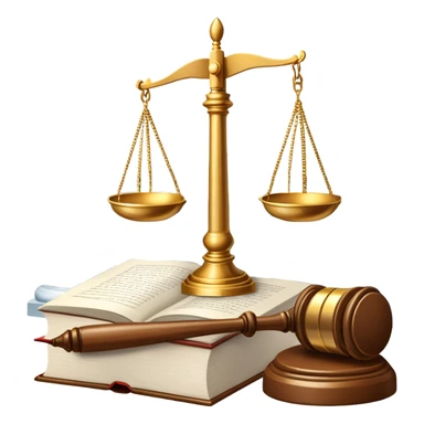 An icon featuring scales of justice, a gavel, and a legal book, symbolizing the study of law. The design includes courthouse pillars in the background, representing authority and legal systems. Transparent background highlights the principles of justice, order, and legal education. sticker